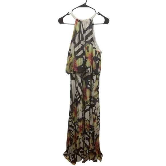 Karen Millen Orchid Floral Halter Maxi Dress Size 12 - Picture 2 of 6